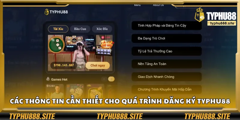 Các thông tin cần thiết cho quá trình đăng ký Typhu88